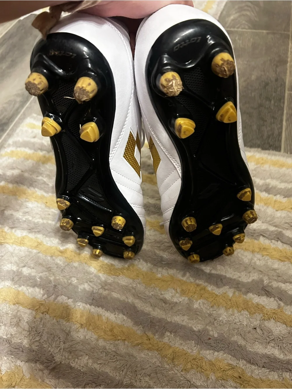 OTTO White Soccer Shoes with Gold Accents